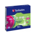 Matricas CD-RW SERL Verbatim 700 MB 8x-12X Colour, 5 Pack Slim