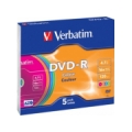 Matricas DVD-R AZO Verbatim 4.7GB 16x Colour, 5 Pack Slim