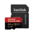 SANDISK Extreme PRO microSDXC 64GB + SD Adapter + 2 years RescuePRO Deluxe up to 200MB/s & 90MB/s Read/Write speeds A2 C10 V30 UHS-I U3 SDSQXCU-064G-GN6MA