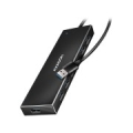 Seven-port USB 3.2 Gen 1 hub with charging support. Connector for external power supply. USB-A cable 1 m. HUE-F7A