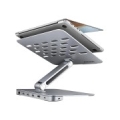 AXAGON HMC-STND ALU stand with HUB 5Gbps, for 10'' - 16'' laptops, adjustable, 3x USB-A, HDMI 4K/60Hz, GLAN, PD 100W, USB-C input HMC-STND