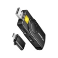 Axagon Compact travel USB-A + USB-C contact Smart / ID card and SD / microSD / SIM card reader. CRE-SMP2A