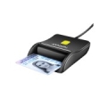 Compact desktop USB contact Smart / ID card reader with long, USB-A cable. CRE-SM3N