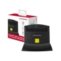 Axagon desktop stand reader Smart card / ID card AXAGON CRE-SM2 with USB 2.0 interface include SD, microSD and SIM card slots. CRE-SM2
