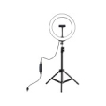 LED Ring Lamp 26 cm With Desktop Tripod Mount Up To 1.1m, Phone Clamp, USB