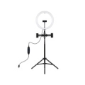 LED Ring Lamp 30cm with Desktop Tripod Mount Up to 165cm and 3 Phone Clamps, USB