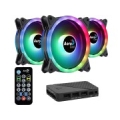 Aerocool DUO12PRO Kit 3xFan 12cm ARGB LED Dual Ring Antivibration 6 Pins Black