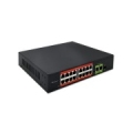 Qoltec Przełącznik sieciowy SWITCH Fast Ethernet PoE | 16x RJ45 10/100 Mb/s | 2x RJ45 Uplink 1000 Mb/s | 1x SFP 1000 Mb/s