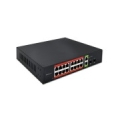 Qoltec Przełącznik sieciowy SWITCH Gigabit Ethernet PoE | 16x RJ45 | 2x RJ45 Uplink | 2x SFP | 1000Mb/s