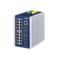 PLANET IP30 Industrial L3 16-Port Managed Gigabit Ethernet (10/100/1000) Aluminium, Blue