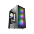 Mars Gaming MC-F Black, ATX Gaming Semitower, Full Tempered Glass Window, Metal-Mesh Front, 4x 120mm ARGB Fans