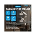 Ergo Office Mount/Hanger for 2 Monitors, Gas Spring, 17"-32", 1-10 kg, Matte White, ER-692 W