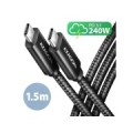 CABLE USB-C TO USB-C 1.5M 240W/BRAID BLK BUCM2-CM15AB AXAGON