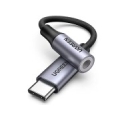 Ugreen   USB-C to 3.5mm M/F Cable Aluminum Shell with Braided 10cm (80154) Black Grey