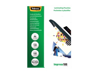 Laminēšanas plēves Fellowes A4 Glossy 100
