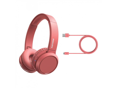 PHILIPS austiņas On-Ear ar Bluetooth, sarkanas