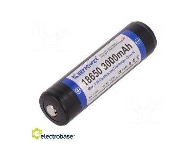 Re-battery: Li-Ion; 18650, MR18650, 3.7V