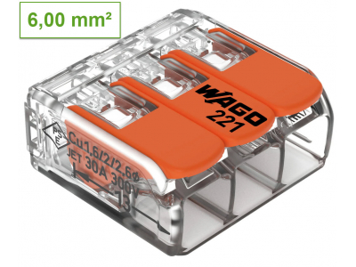 WAGO 3-kontaktu spaile 221-613 1gb. Fine-stranded