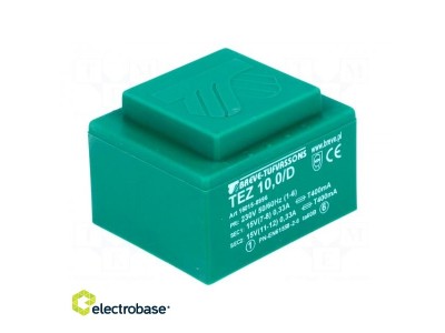 Transformer: encapsulated; 10VA; 230VAC; 15V; 15V