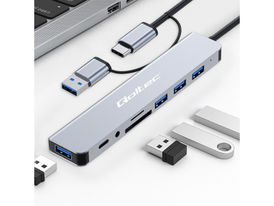 Qoltec ® Hub Adapter 8in1 USB-C/USB