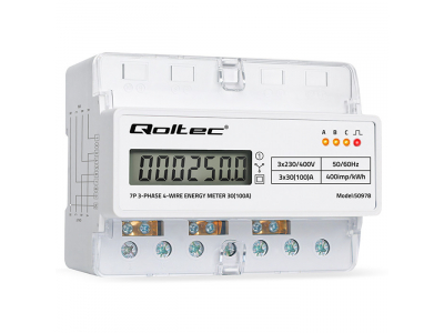 Qoltec ® Trīsfāžu elektroniskais skaitītājs |