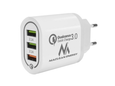 Maclean Energy MCE479W 3xUSB lādētājs QC