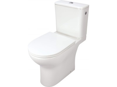 Compact toilet bowl rimless