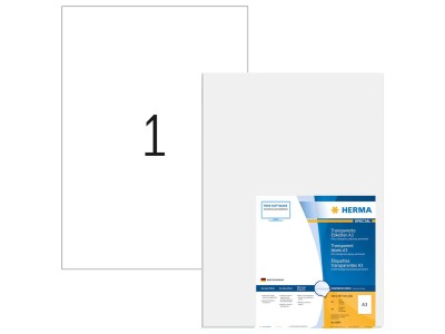 HERMA A3 labels transparent crystal-clear 297x420