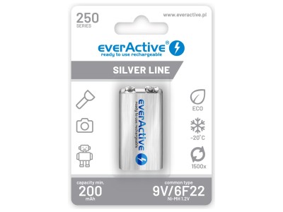 Rechargeable batteries everActive Ni-MH 6F22 9V
