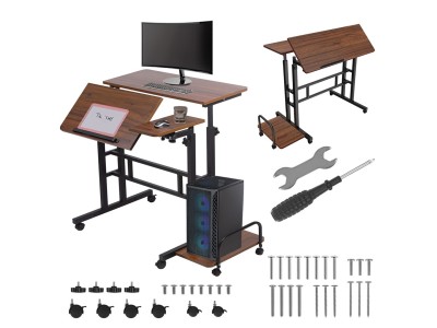 Maclean mobile laptop desk, black, 80x60cm