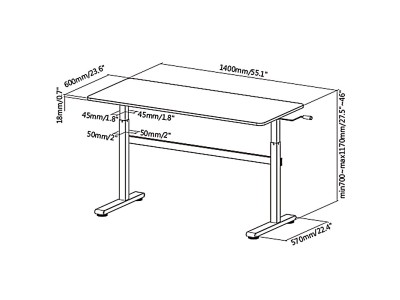 Manual height adjustable desk Ergo Office