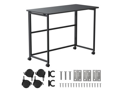 Maclean folding desk, black, mobile, 100x50cm