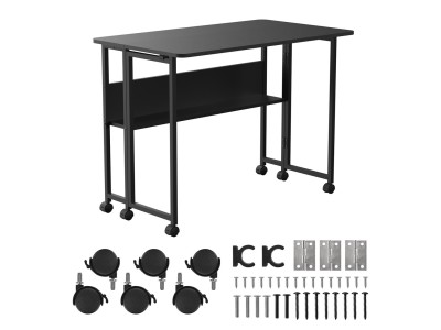 Folding desk table Maclean, black, mobile