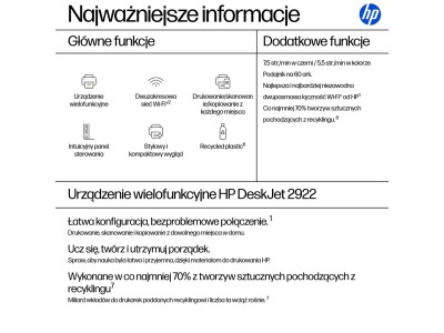 HP DeskJet 2922 Wireless All-in-One Color