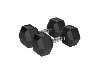 Rubberized cast iron dumbbells HEX 2x12