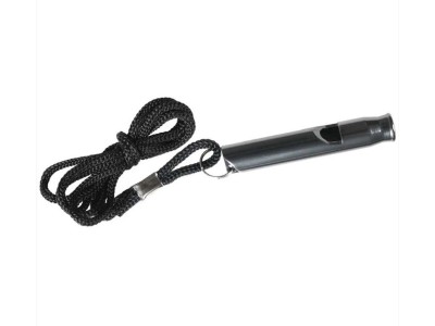 Survival whistle, aluminium , black
