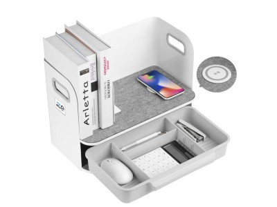 Desk organizer with drawer and wireless