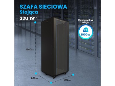 Extralink Rackmount cabinet 32U 800x800 Black