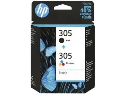 HP 305 2-Pack Tri-color/Black Original Ink
