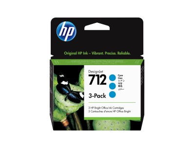 HP 712 3-pack 29-ml Cyan DesignJet