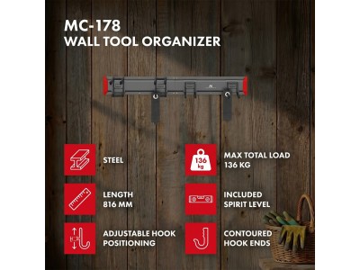 Maclean Wall-Mounted Tool Organizer, steel, max