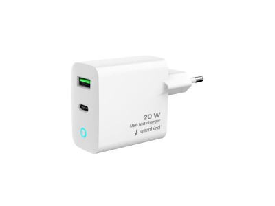 CHARGER USB 20W 2PORT/TA-UC-PDQC20L-W-01 GEMBIRD