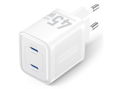 MOBILE CHARGER WALL 45W USB-C/2P WHITE