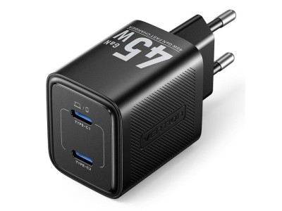 MOBILE CHARGER WALL 45W USB-C/2P BLACK