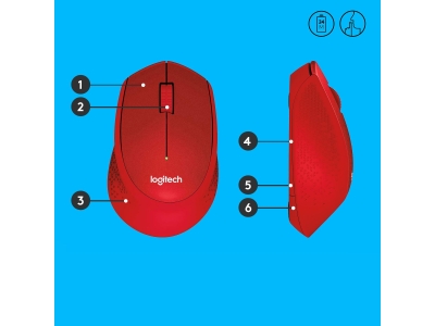 MOUSE USB OPTICAL WRL M330/SILENT RED