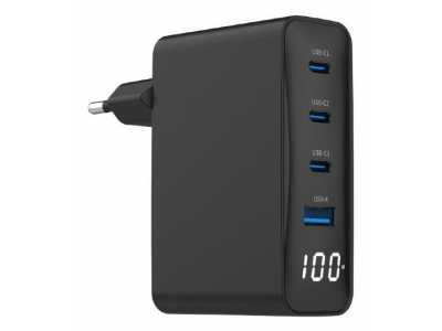 CHARGER USB 100W 4PORT GAN/TA-UC-PDQC100LCD-01-BK GEMBIRD