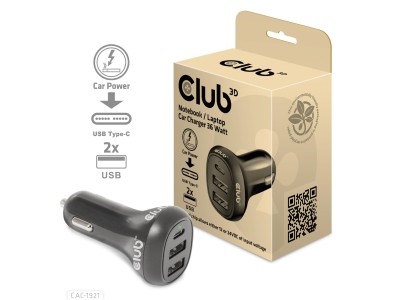 Club3D USB KFZ-Ladegerät 1xUSB C, 2xUSB