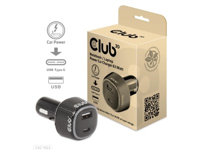 Club3D USB KFZ-Ladegerät 1xUSB C, 1xUSB