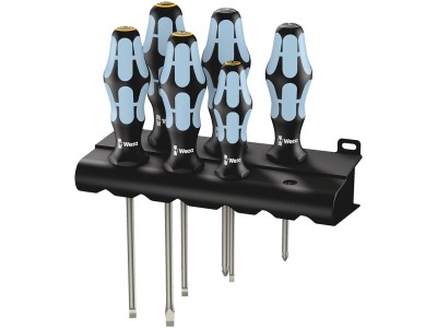 Wera 3334/3355/6 Schraubendrehersatz, Edelstahl + Rack