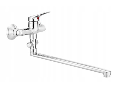 Wall-mounted washbasin mixer with extended spout